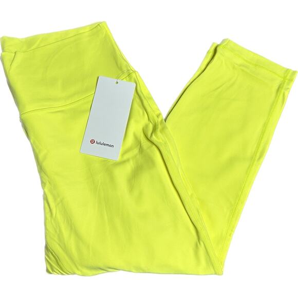 lululemon Align High-Rise HR Crop 23" Electric Lemon ELLE Neon Yellow Size 14 - Picture 1 of 4